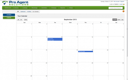 Image of Pro Agent Solutions monthly calendar