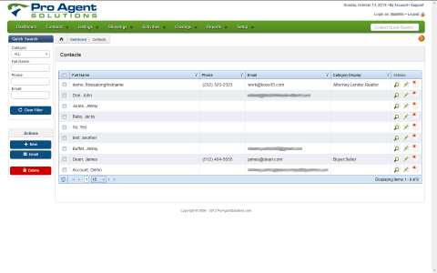 An example of our real estate CRM software layout.